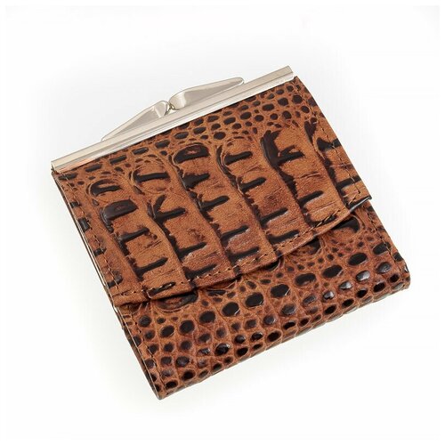 фото Кошелек женский из натуральной кожи, маленький бумажник для денег, портмоне на каждый день темно-коричневый cro-r-2-300 premier+urb