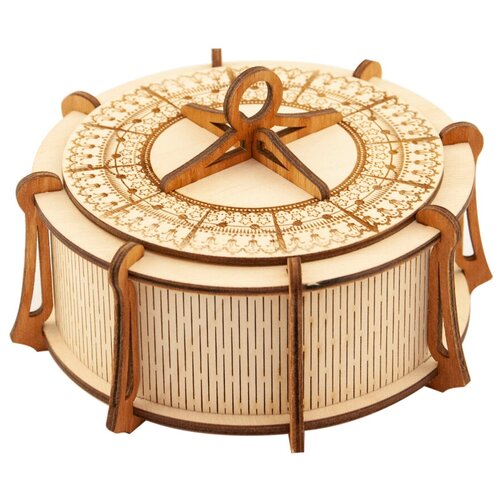 Сборная модель Шкатулка круг деревянная заготовка для творчества орех шкатулка д06 d04