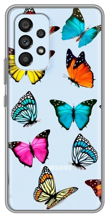 Полупрозрачный дизайнерский силиконовый чехол для Самсунг Гэлакси А33 5Ж / Samsung Galaxy A33 5G прозрачные Бабочки
