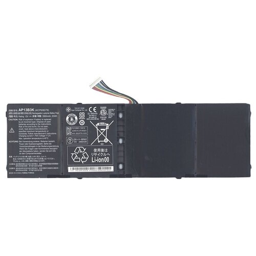 Аккумуляторная батарея для ноутбука Acer Aspire V7-482 (AP13B3K) 15V 3560mAh 53Wh аккумулятор для ноутбука acer ap13b8k m5 583 v5 572 v7 482