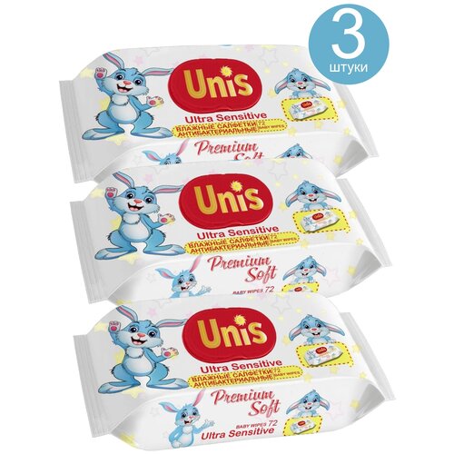 KG331789/3 Набор влажных салфеток Invista Unis Rabbit детские антибактериальные, 72 шт/3 уп