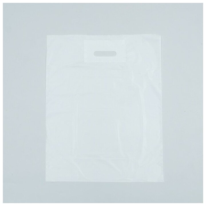 Пакет полиэтиленовый с вырубной ручкой, белый, 40 х 50 см, 30 мкм - фотография № 1