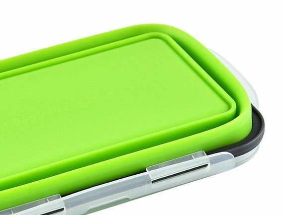 Контейнер зеленый, для продуктов складной силиконовый, ланч-бокс пищевой, 0,35 л - фотография № 5