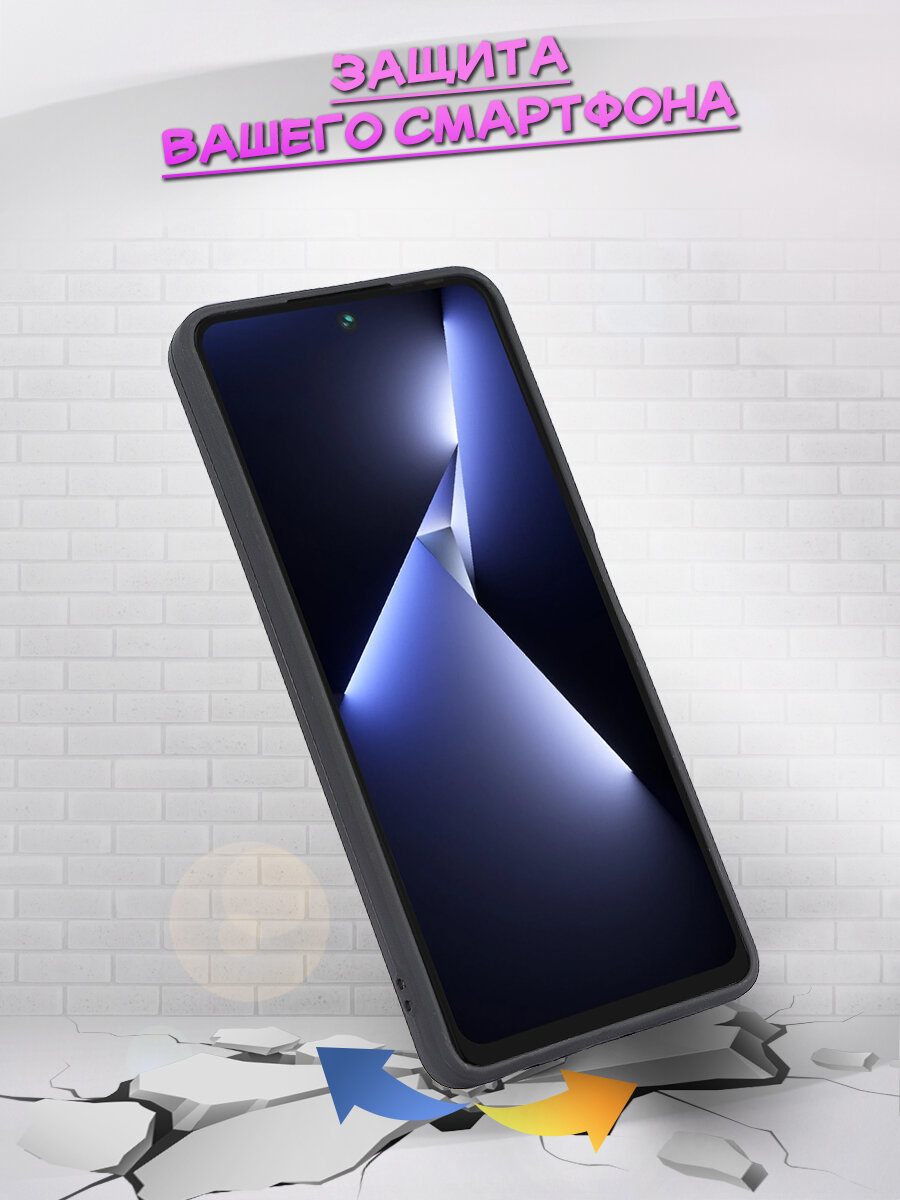 Силиконовая накладка (с микрофиброй внутри) для Tecno Pova Neo 3, черная — фото 1