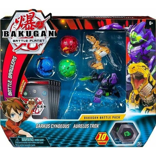 Bakugan 5 - Набор для битв Darkus Cyndeous, Aurelius Trox + 3 бакугана + карты игровой набор bakugan bakugan battle pack набор бакуганов из 5 шт