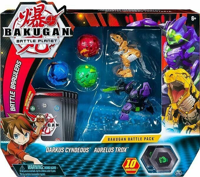 Bakugan 5 - Набор для битв Darkus Cyndeous, Aurelius Trox + 3 бакугана + карты