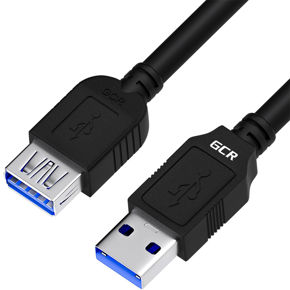 GCR Удлинитель 1.8m USB 3.0, AM/AF, черный Удлинитель Greenconnect 1.8 м (GCR-52601)