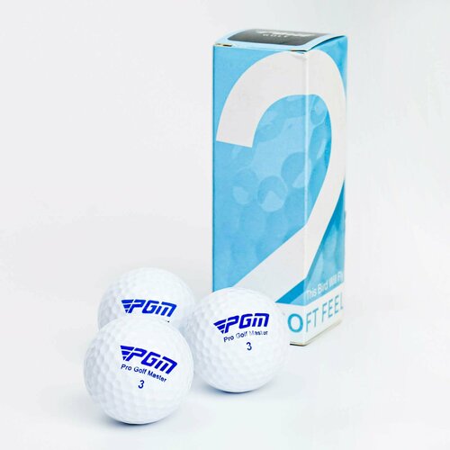 Мячи для гольфа "Soft Feel", двухкомпонентные, d=4.3 см, набор 3 шт, белые