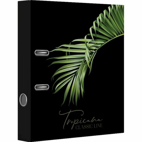 Пaпкa-регистратор А4, 75 мм, Tropicana, ламинированный картон, черный/зеленый, разборный