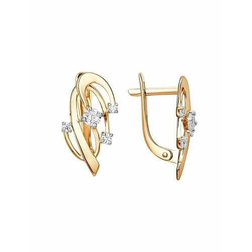 Серьги NOLA, красное золото, 585 проба, фианит, золотой