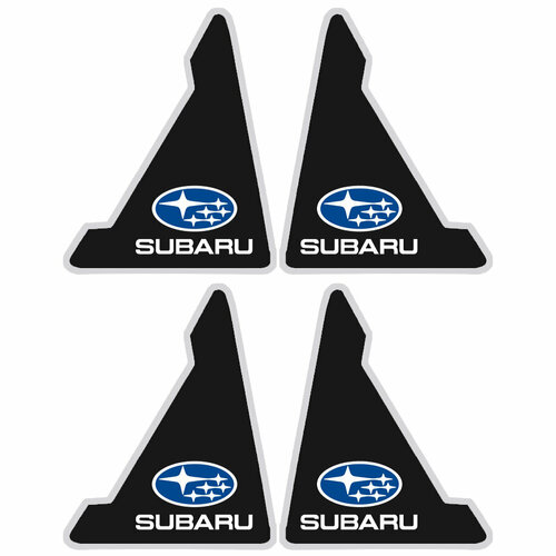 Защитные уголки на дверь автомобиля с логотипом SUBARU силиконовые черные, комплект 4 шт.