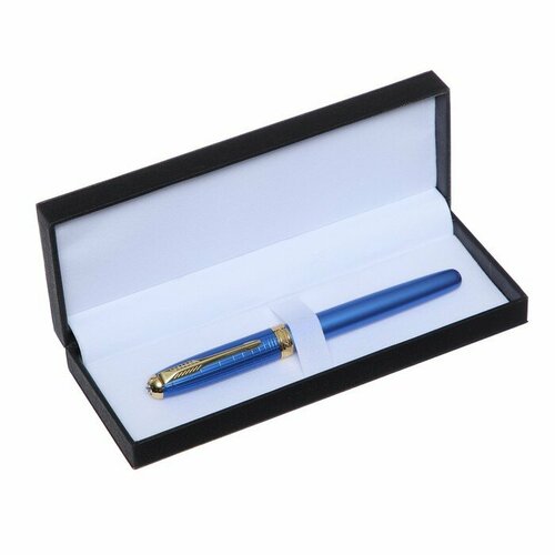 Ручка подарочная роллер, в кожзам футляре ПБ UT, корпус синий/золото подарочная ручка лилия