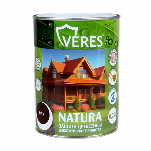 Декоративная пропитка для дерева Veres Natura, полуматовая, 0,75 л, орех пропитка veres платинум 4 орех 10 л