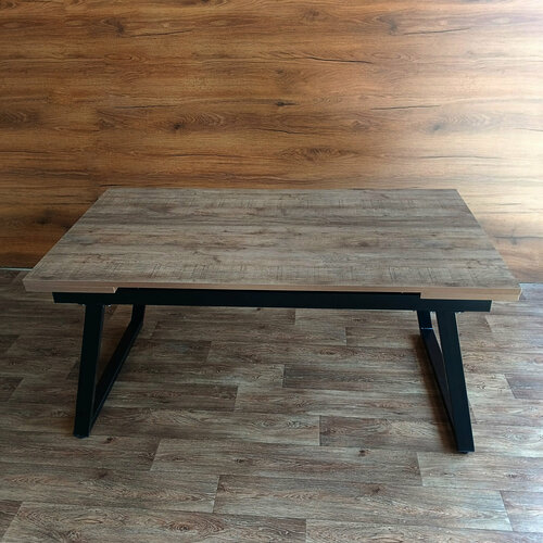 Стол прямоугольный кухонный лофт Лестер раскладной 1,6(2,2) Дуб самдал/черный