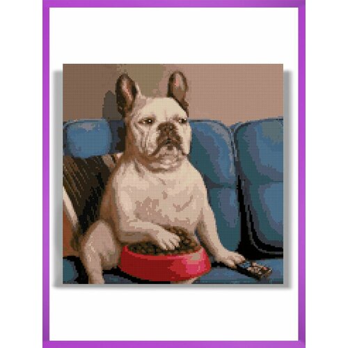 Алмазная мозаика на подрамнике - вышивка TV French Bulldog 40 х 40 см 1850₽