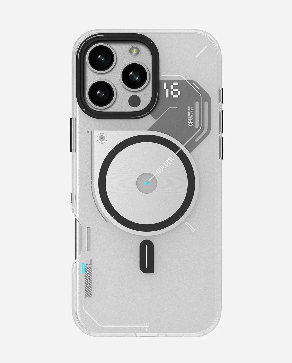 Чехол на Айфон 16 Про Макс, Aulumu A16, TPU IMD, магнитный MagSafe, белый, матовый, полупрозрачный