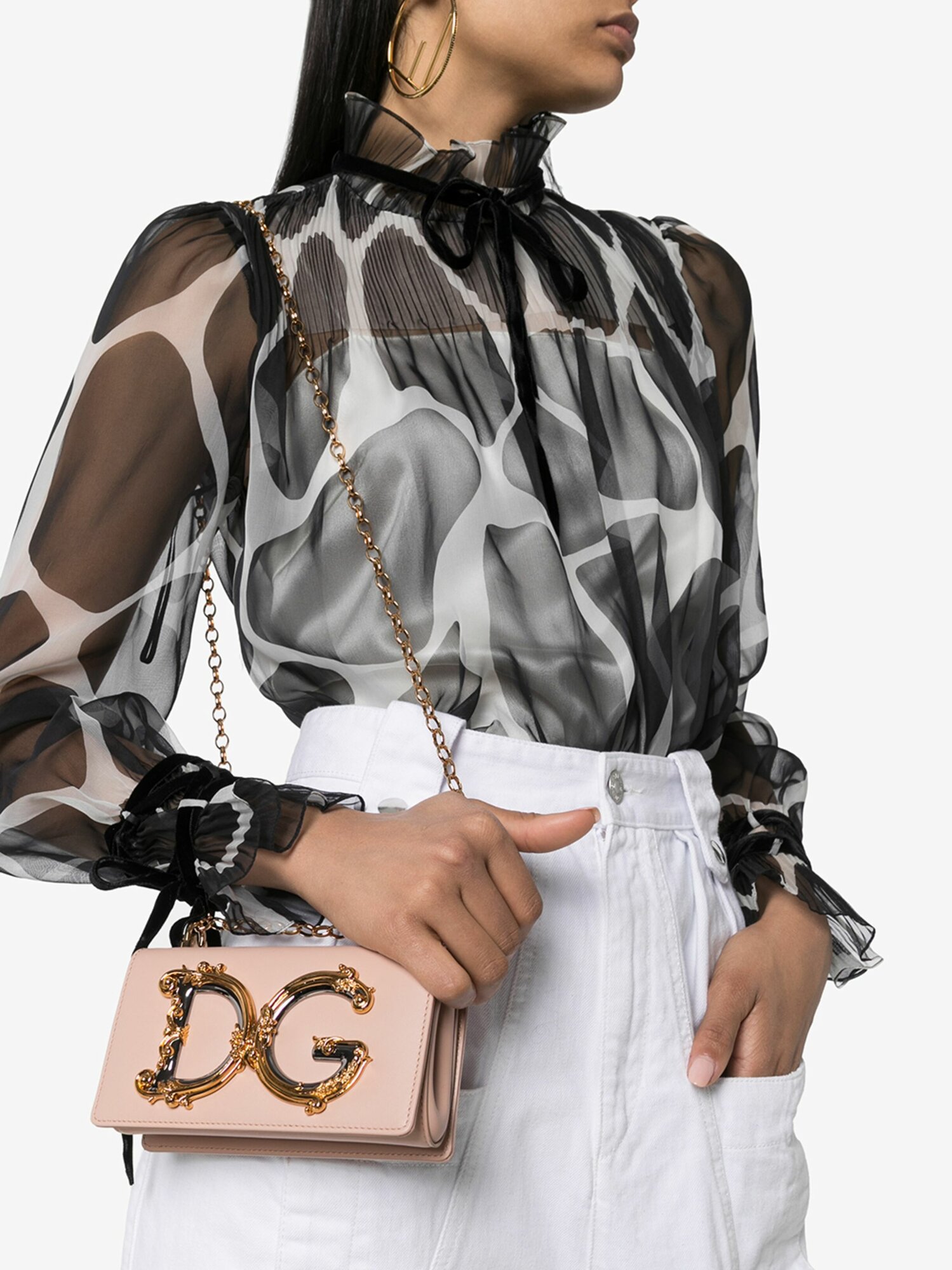 Dolce & Gabbana - Кожаная сумка для телефона DG Girls - Женский - Один размер - Темно-розовый — фото 1