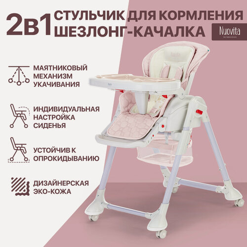 Изображение товара Стул-шезлонг для кормления Nuovita Tutela (Rosa goffratura/Розовый с тиснением)