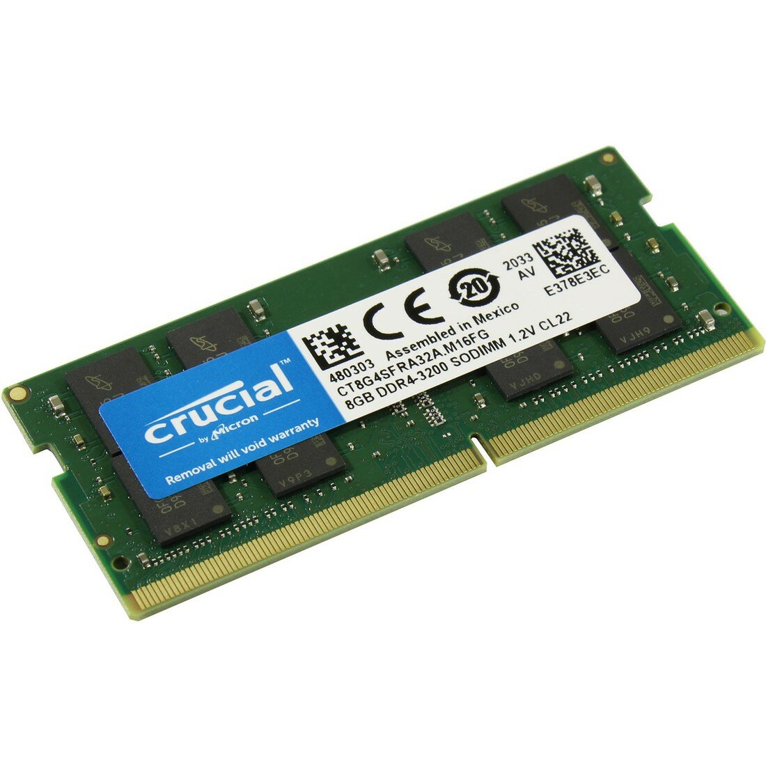 Память SODIMM DDR4 PC4-25600 Crucial CT8G4SFRA32A, 1х8 Гб, 1.2 В Кол-во модулей: 1, частота: 3200 МГц