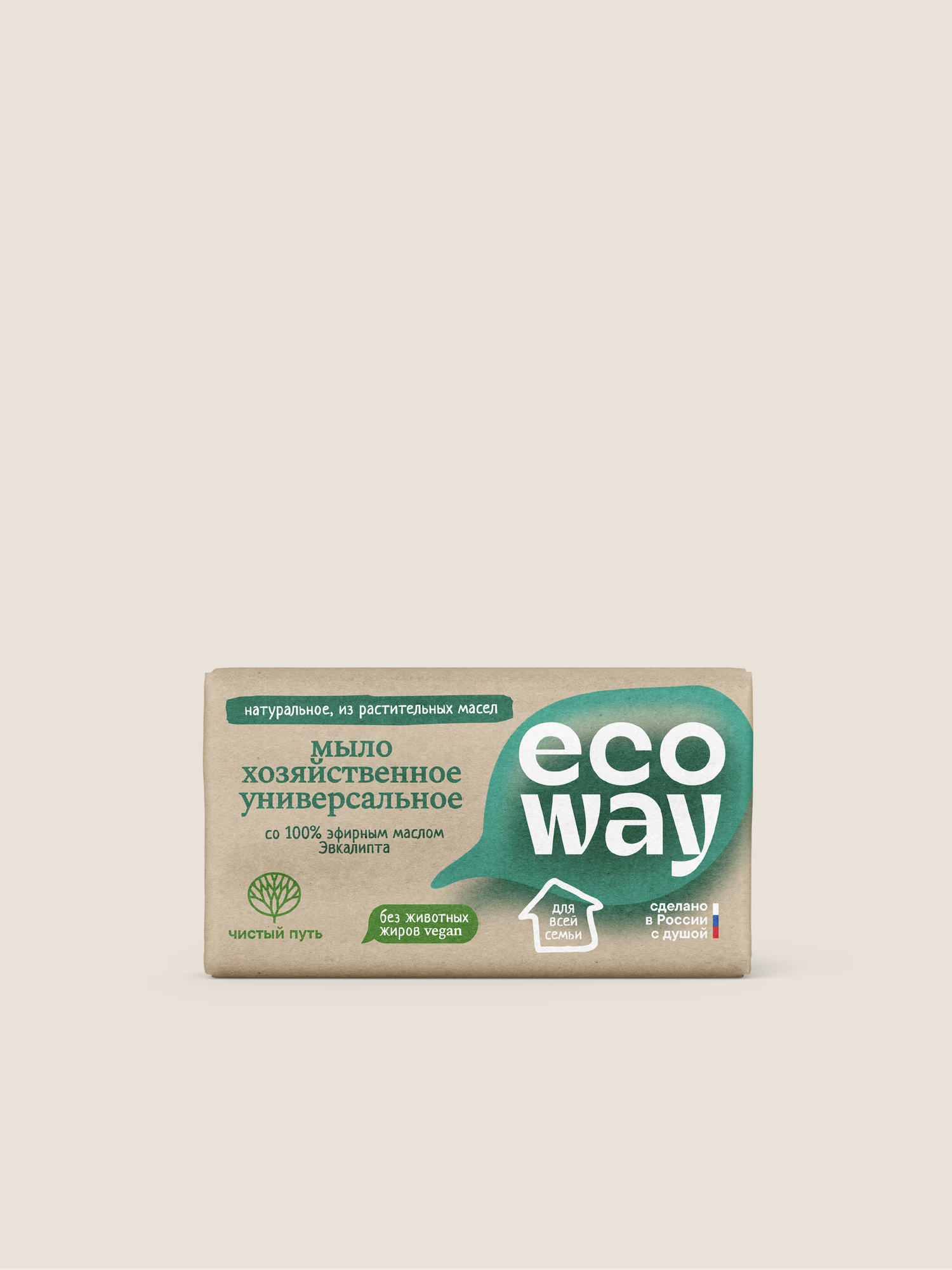 ECOWAY Мыло хозяйственное универсальное с эфирным маслом эвкалипта, 100 г
