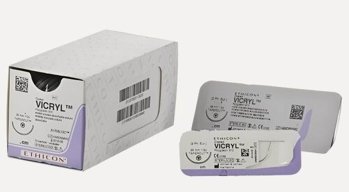 Изображение товара Викрил (Vicryl) 3/0 (12шт, 75см, 26мм, 1/2, колющая), W9120, Jh@Jh