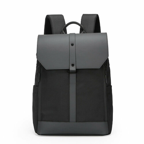 Стильный, деловой рюкзак, из комбинированных водоотталкивающих материалов, черный