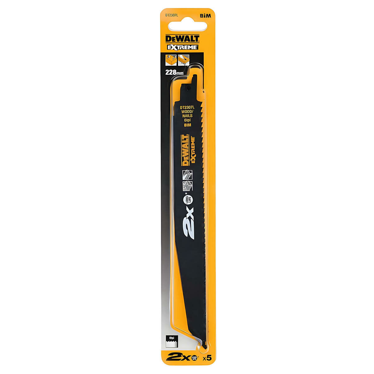 Полотно пильное 228 мм (5 шт, дерево с гвоздями 4.2 мм) DeWalt DT2307L-QZ