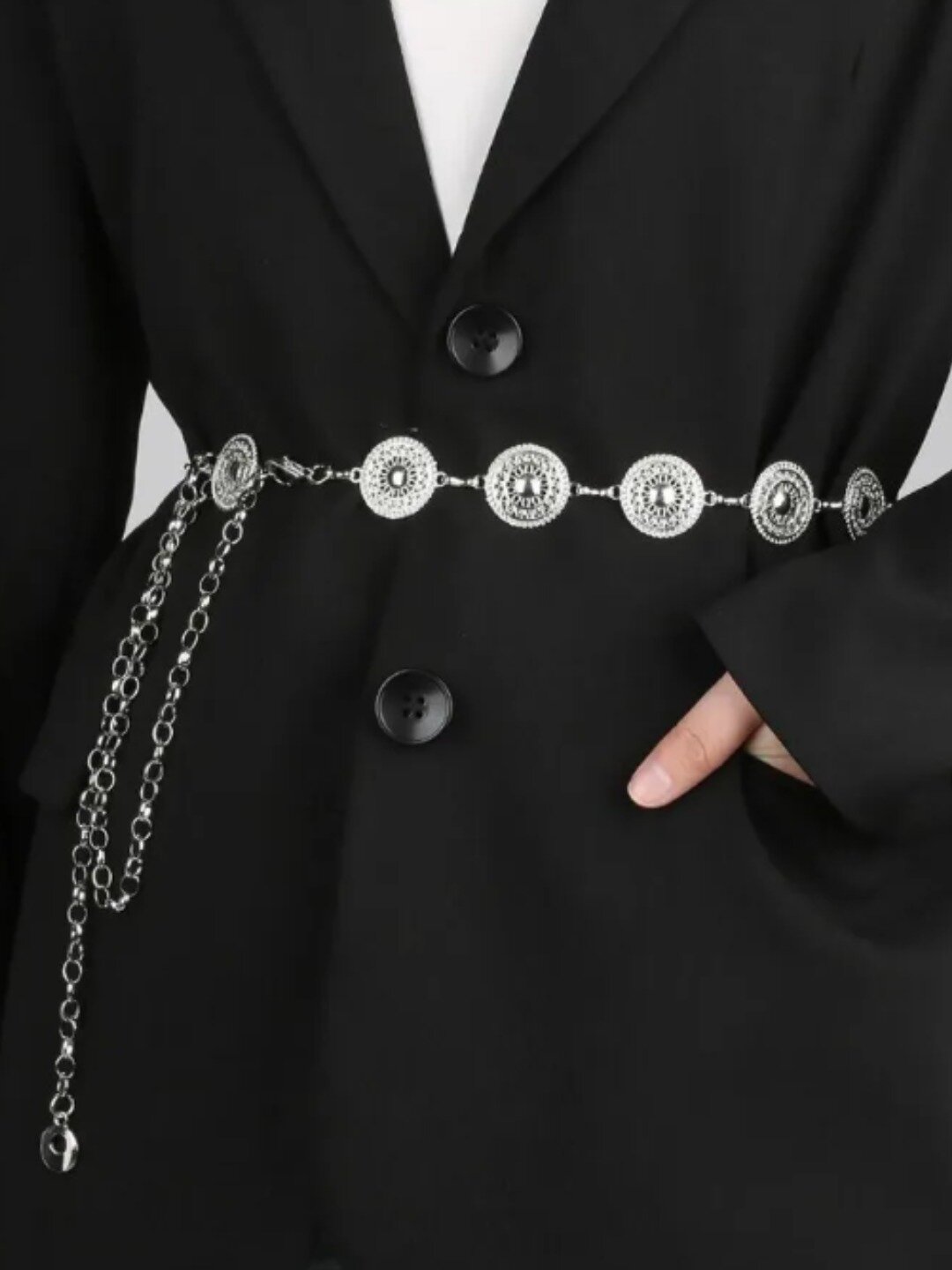 Ремень  для девочек и женщин, размер 96, серебряный — фото 1