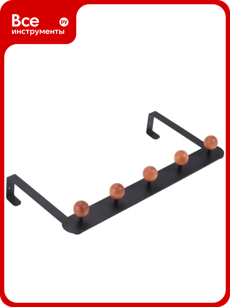 Вешалка на дверь Домарт на планке 5 крючков черный/орех 171150