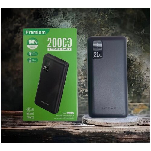 Внешний аккумулятор Power bank на 20000 мАч черный Пауэрбанк для телефона 20000mah 159000₽