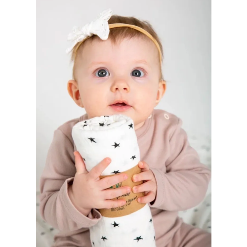 Муслиновая Пеленка хлопковая со звездами для новорожденных BABYSTORE 120 х 120 см, Муслин, 1 шт EEbaby