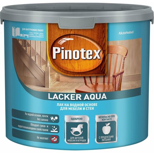 Лак для мебели и стен для внутренних работ Pinotex LACKER AQUA 10