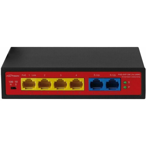 Polyvision PND-04P-2M Lite 48W 6-портовый неуправляемый коммутатор 3900₽
