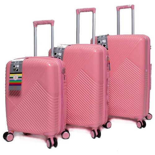 фото Impreza light - комплект чемоданов розового цвета с расширением