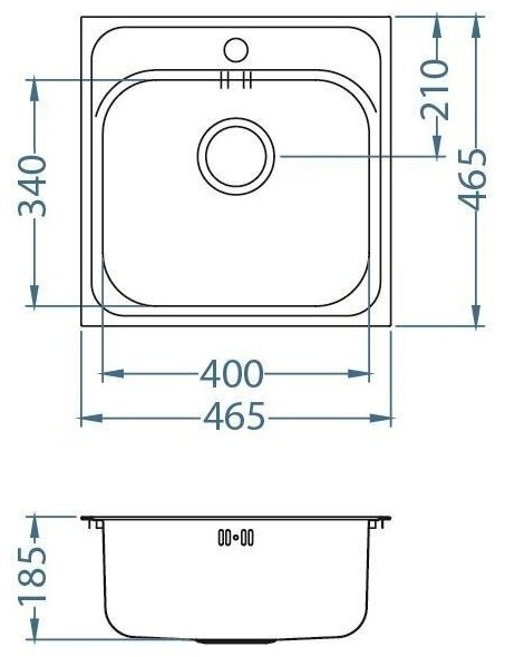 Мойка для кухни нержавеющая сталь ALVEUS BASIC 140 NAT-90 465 X 465 в комплекте с сифоном. Цвет серый металлик - фотография № 3