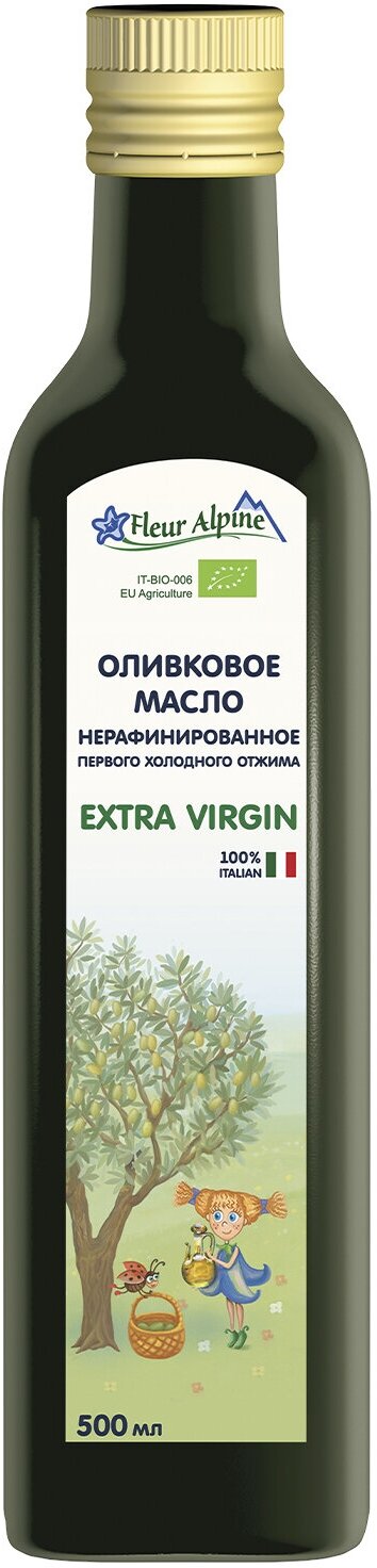 Оливковое масло Fleur Alpine первого холодного отжима Extra Virgin, для всей семьи, 500 мл