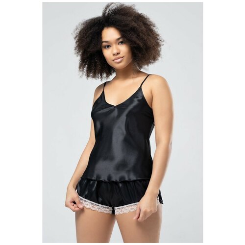 фото Топ из атласной ткани на тонких регулируемых бретелях opium | домашняя одежда | черный | m-l