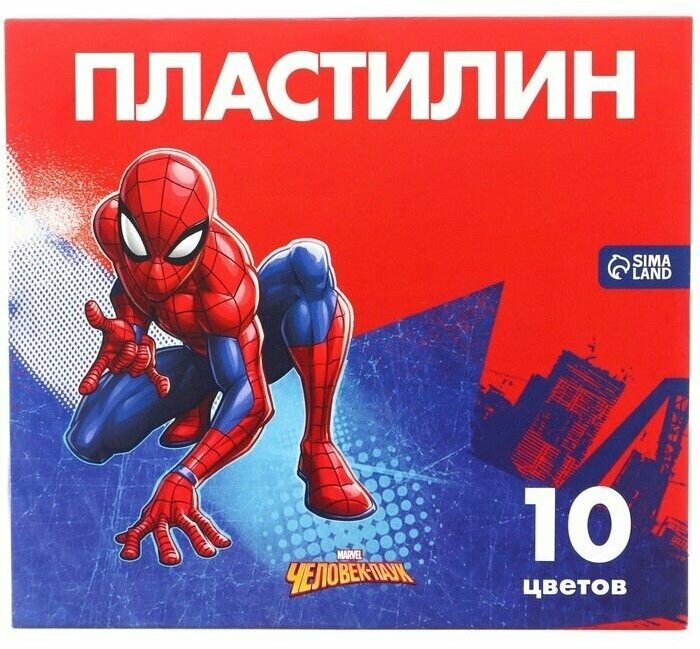 Пластилин 10 цветов 150 г "Супергерой", Человек-паук