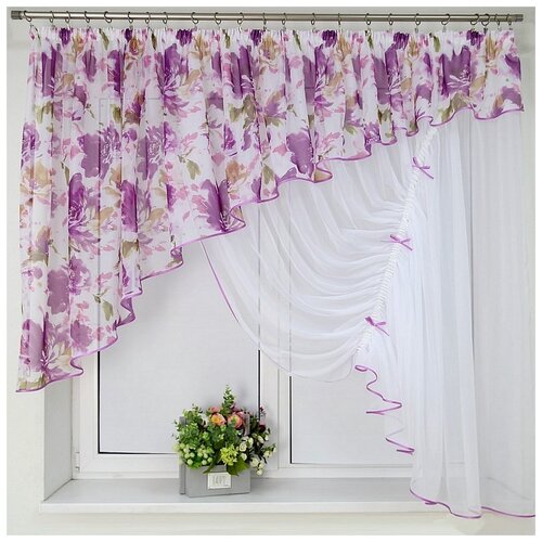 фото Шторы "джульетта", сиреневые цветы, правая sola