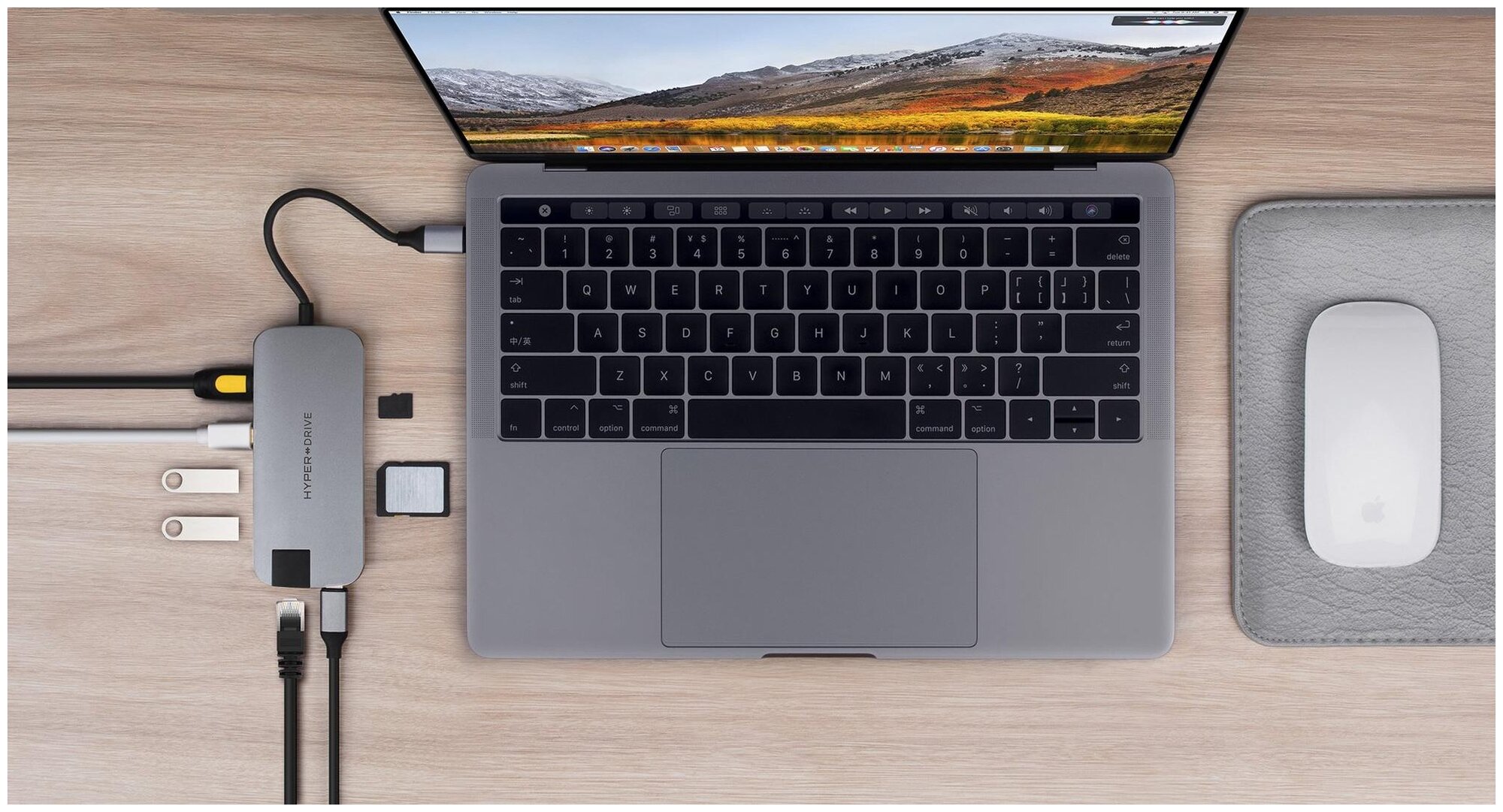 USB-хаб HyperDrive SLIM 8-in-1 USB-C Hub серый космос (HD247B-GRAY)