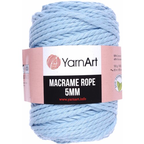 Пряжа YarnArt Macrame Rope 5mm голубой (760), 60%хлопок/ 40%вискоза/полиэстер, 85м, 500г, 5шт