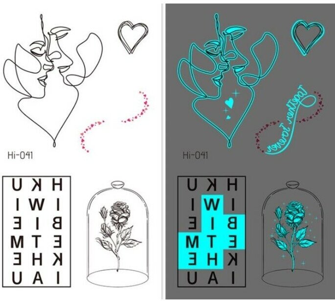 Татуировка на тело фосфорная "Близость" 10,5х6 см