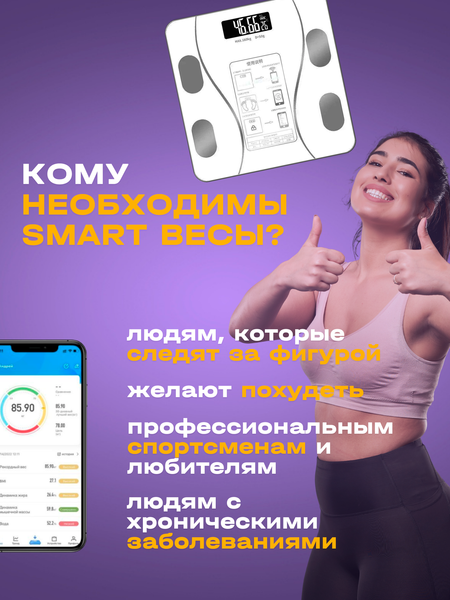 Напольные весы\Умные напольные электронные весы\ Весы Electronic personal scale белый матовый - фотография № 5