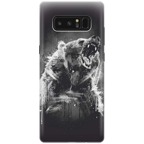 фото Cиликоновый чехол на samsung galaxy note 8 / самсунг ноут 8 с принтом "разъяренный медведь" gosso
