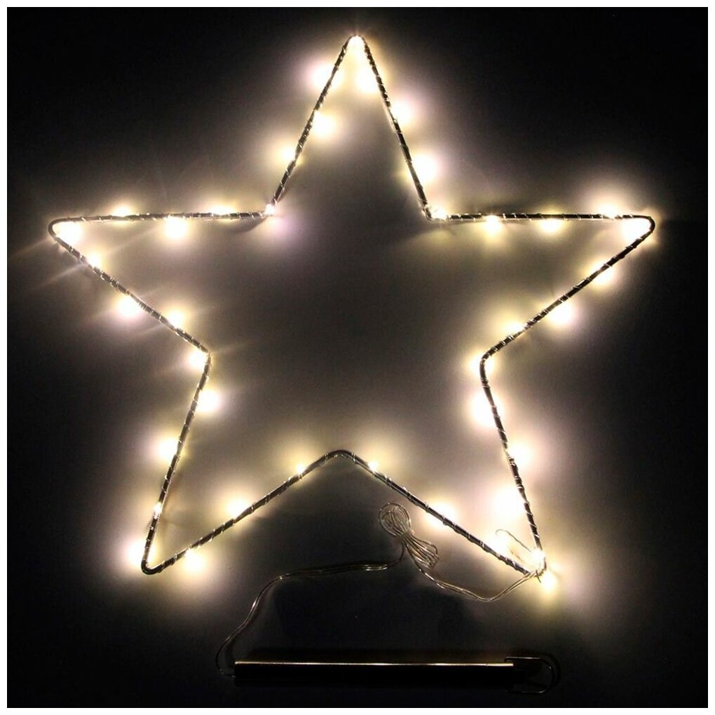 Фигура на каркасе SHLights Звезда, 40 LED-минидиодов, 30 см, для помещений, на батарейках, теплый белый (MST30-LDM40-WW-BO)