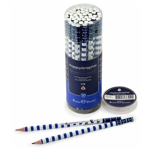 Карандаш чернографитный 2 мм HappyGraphix Морской НВ трехгранный 405₽