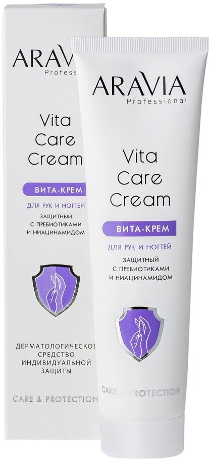 Вита-крем для рук ARAVIA PROFESSIONAL и ногтей защитный Vita Care Cream с пребиотиками и ниацинамидом, 100 мл