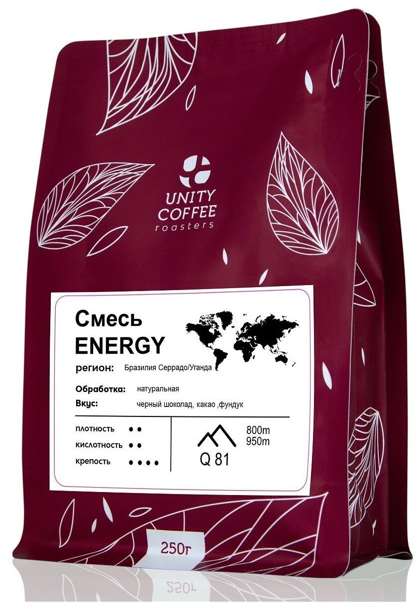 Смесь премиальных сортов ENERGY кофе молотый, 250 г / свежая обжарка