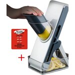 Многофункциональная Овощерезка Слайсер , помпа с контейнером сера/белая+Авторский магнит AlexShoping на холодильник - изображение