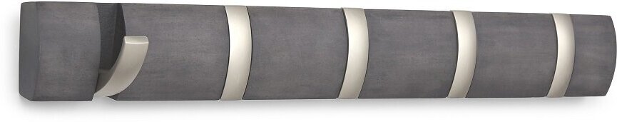 Вешалка настенная горизонтальная flip 5 крючков дерево/никель Umbra - фото №1